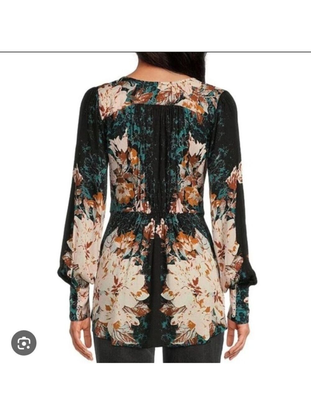 Free People Mikayla Floral Print Tunic Top Green XS - Picture 2 of 10